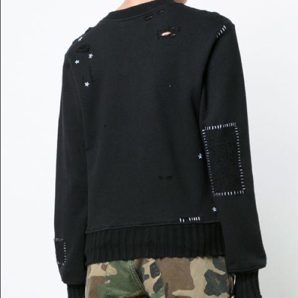 $975 AUTHENTIC AMIRI LOGO ALLIGATOR DISTRESSED SWEATER SWEATSHIRT BLACK SIZE M - Picture 10 of 16